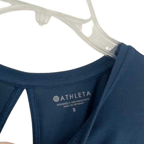Athleta Soft Open Cutout Wrap Back Blue Tank Top - Picture 7 of 7